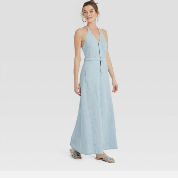 🆕Universal Thread Women's Halter
Summer Denim Maxi Dress new - Picture 1 of 5